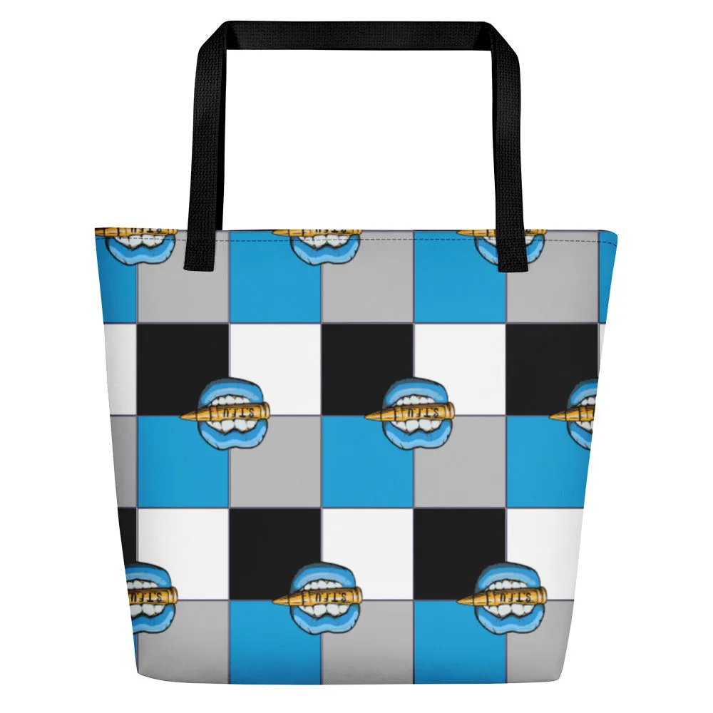 Ice Blue Logo Colorblock Beach Bag - Grey