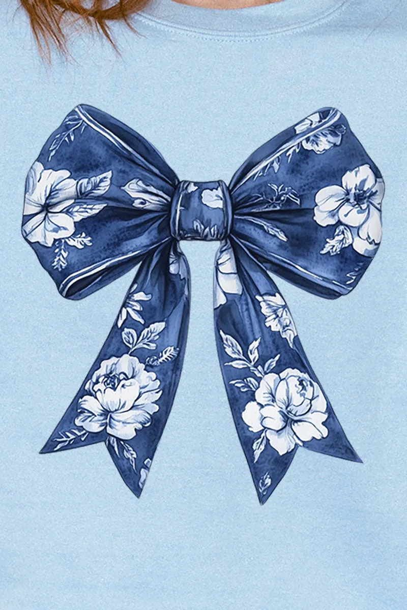Imperial Blue Chinoiserie Bow Unisex NuBlend Crew Sweatshirt