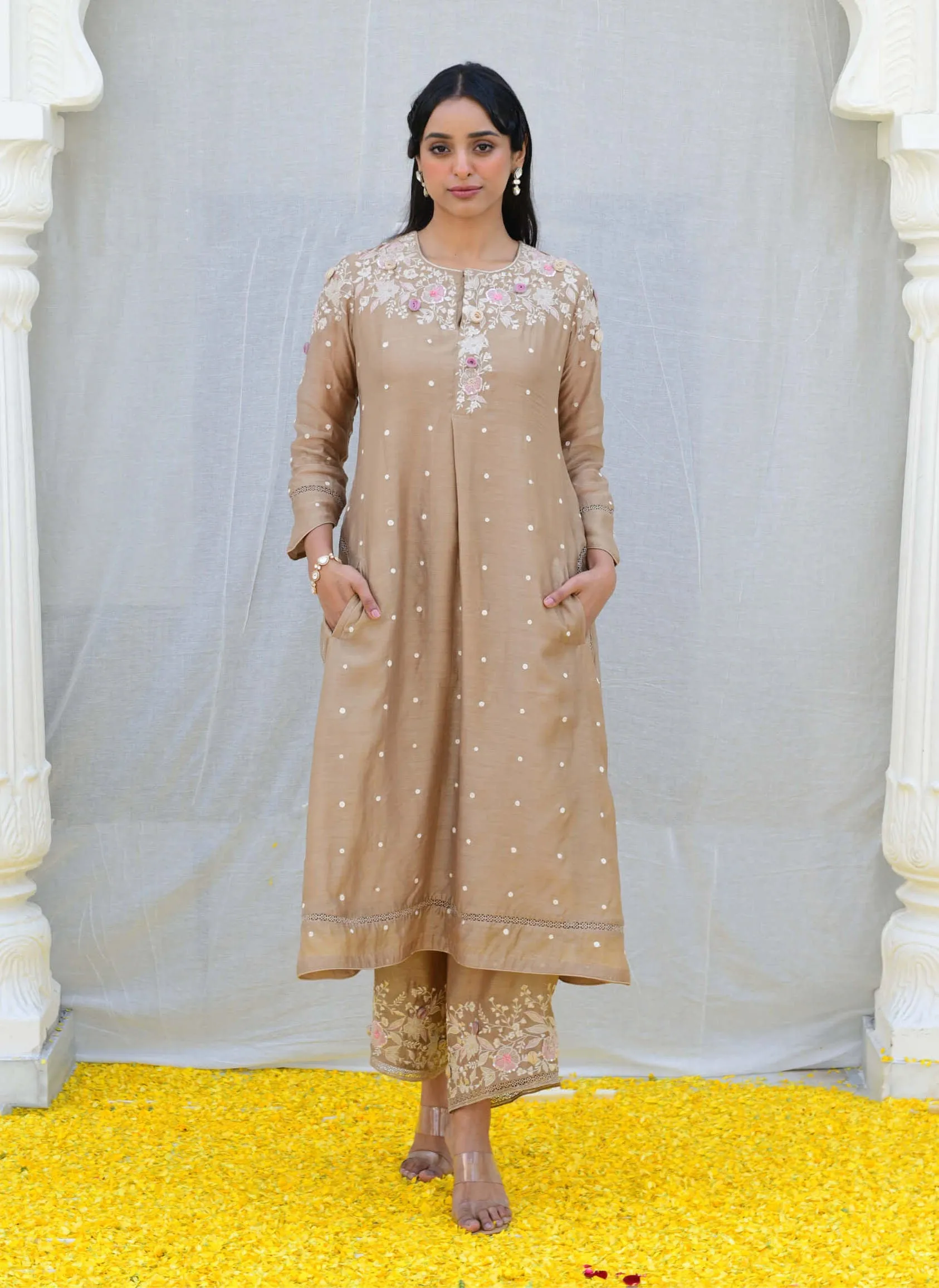 Ivory long kurta and pants