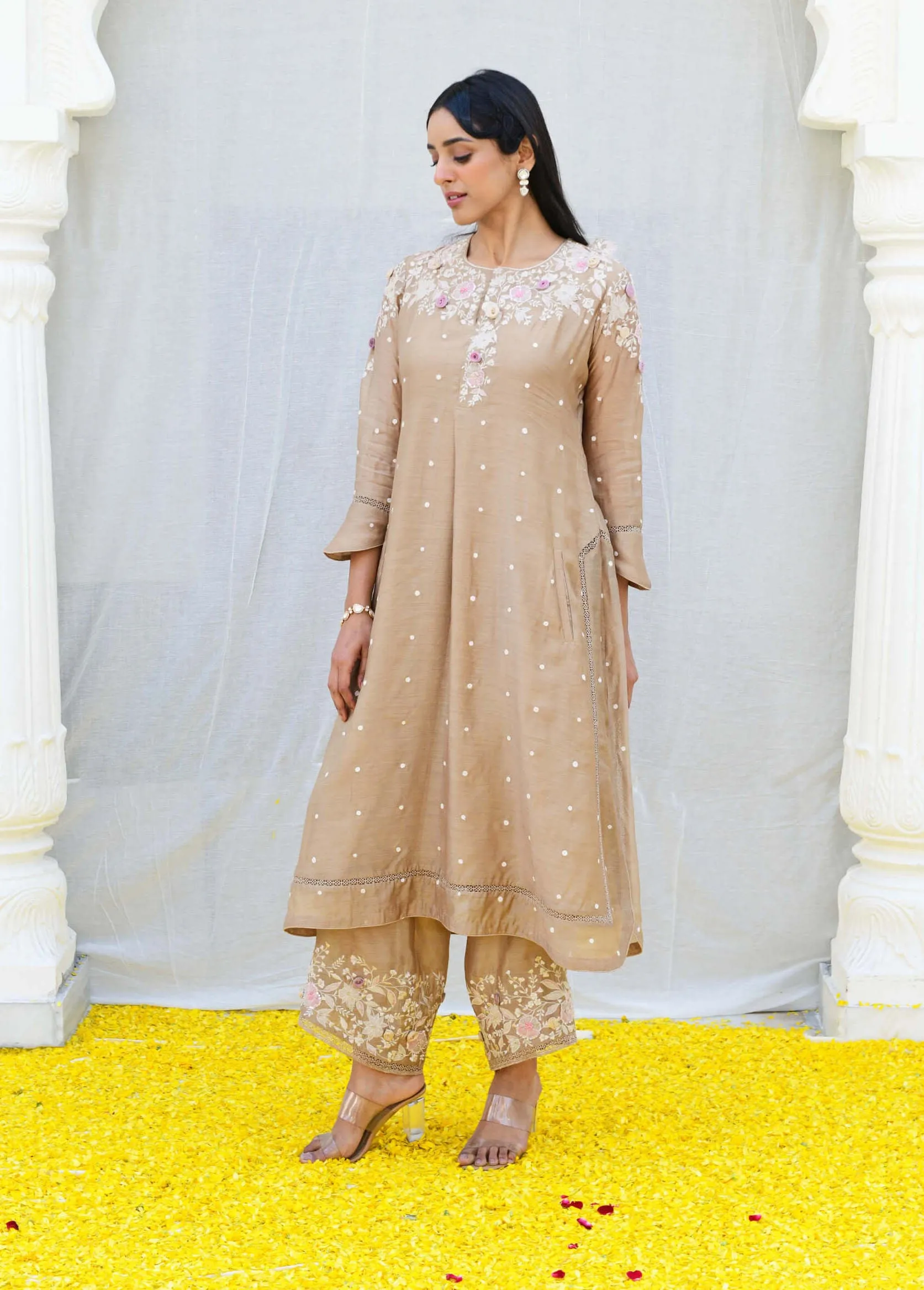 Ivory long kurta and pants