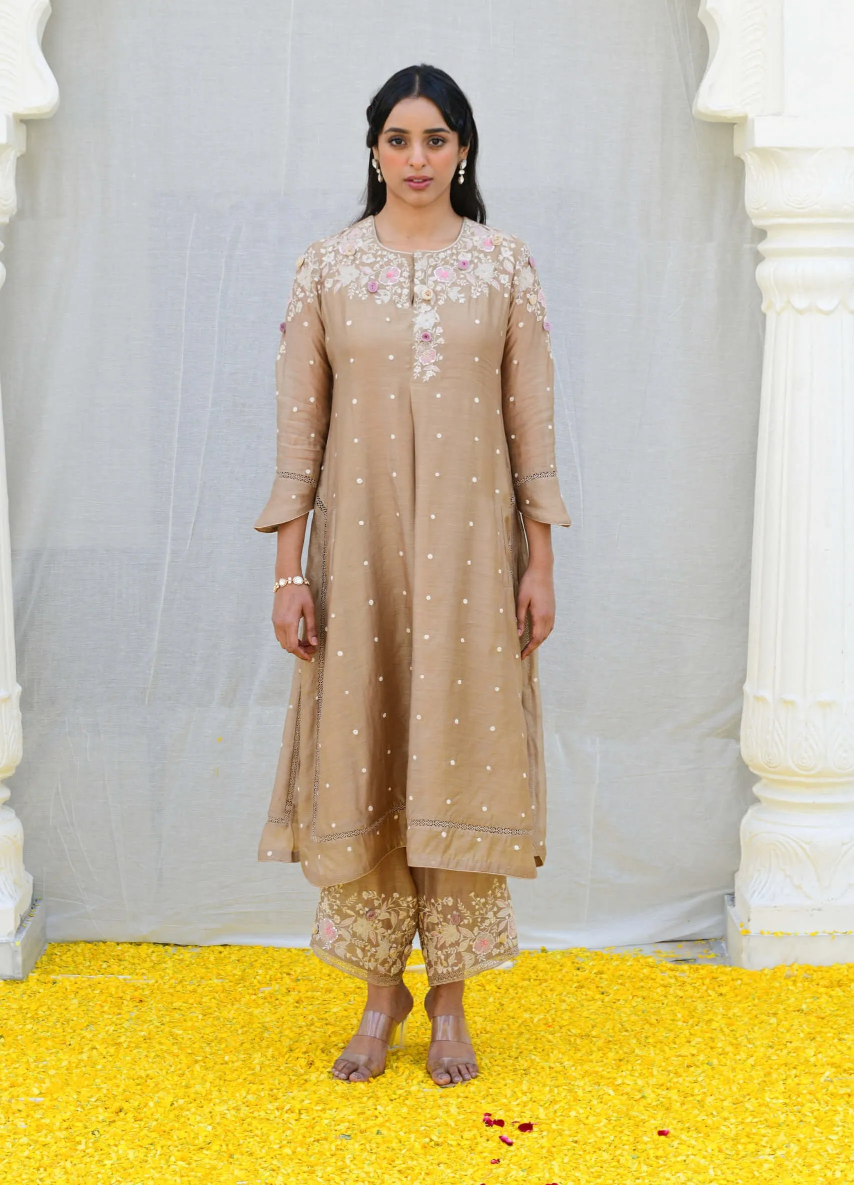 Ivory long kurta and pants