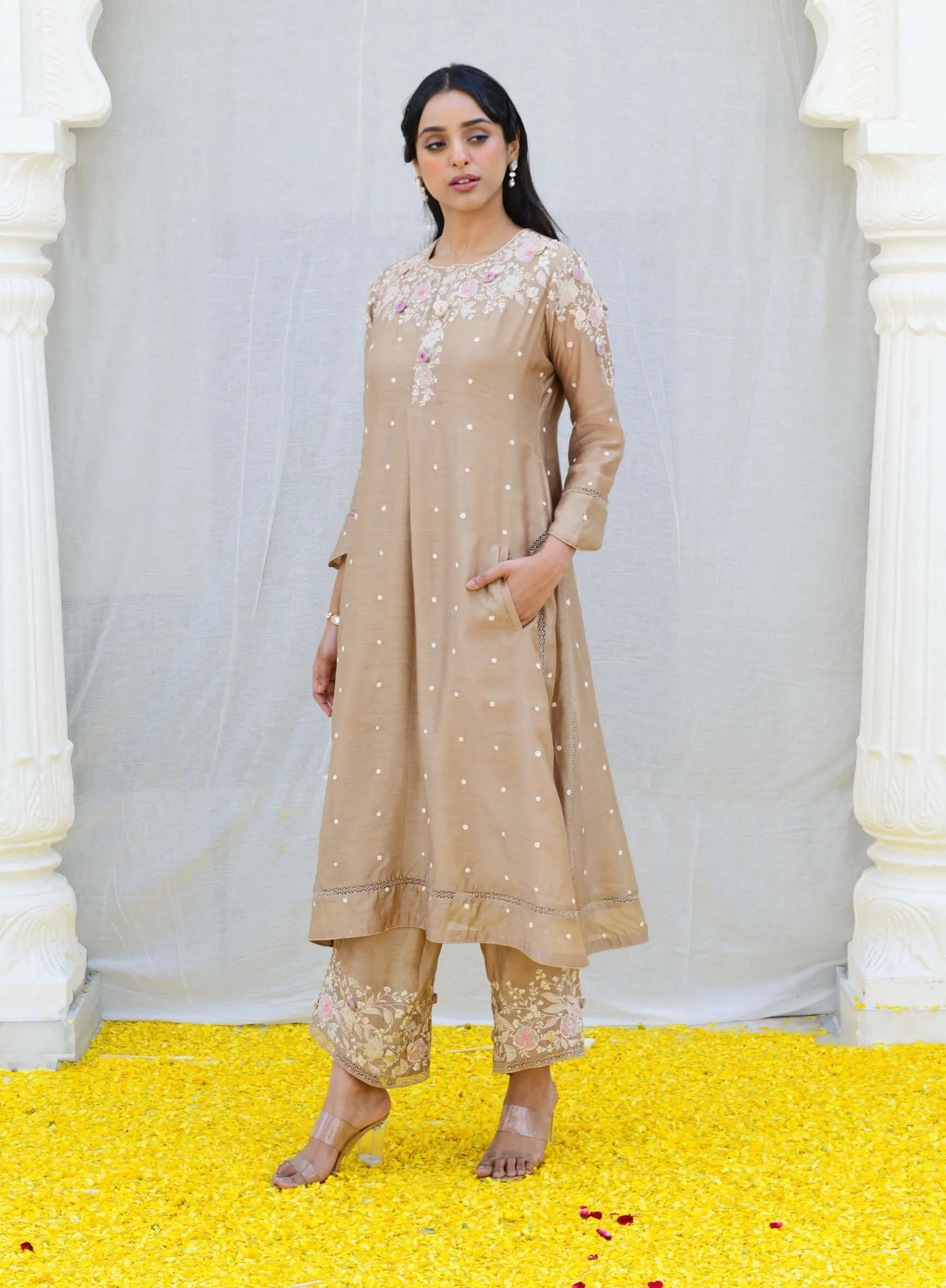 Ivory long kurta and pants