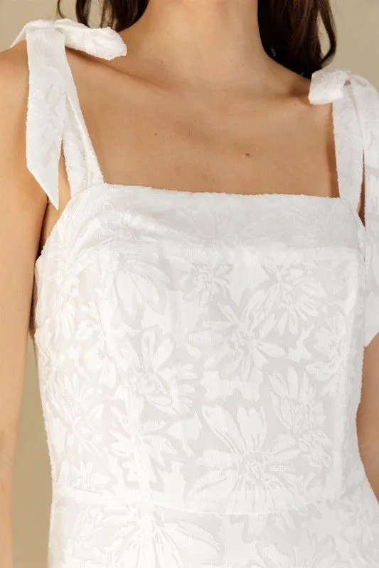 Jacquard Floral Pattern Midi Dress
