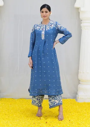 Jean blue long kurta and pants