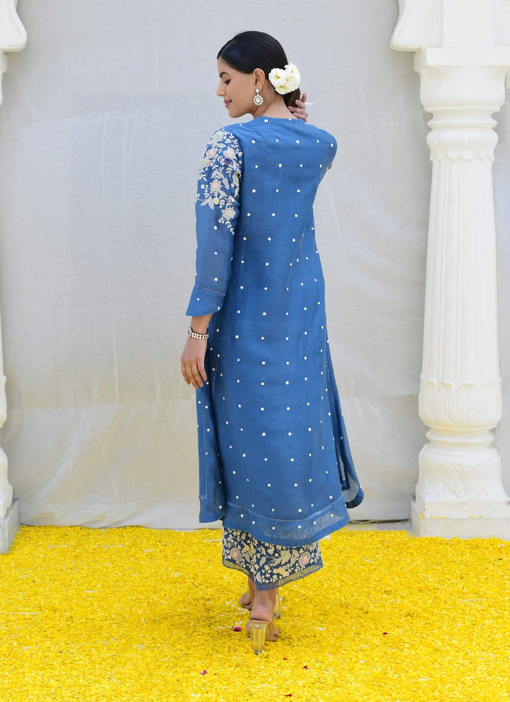 Jean blue long kurta and pants