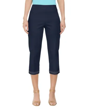 JM Collection Petite Embellished Cuff Tummy Control Capri Pants