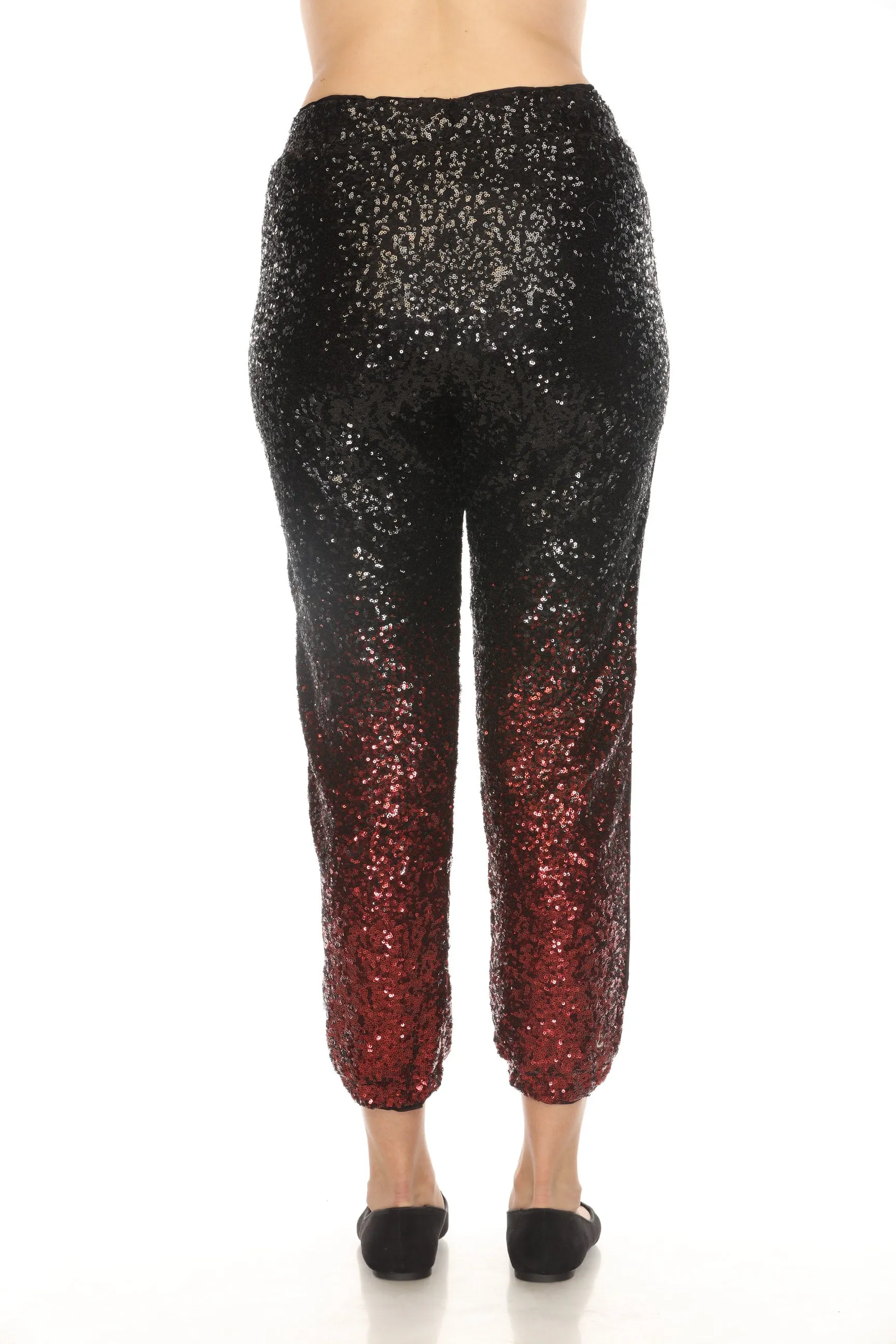 Johnny Was Sequin Black/Burgundy Jett Jogger Pants R69322BO