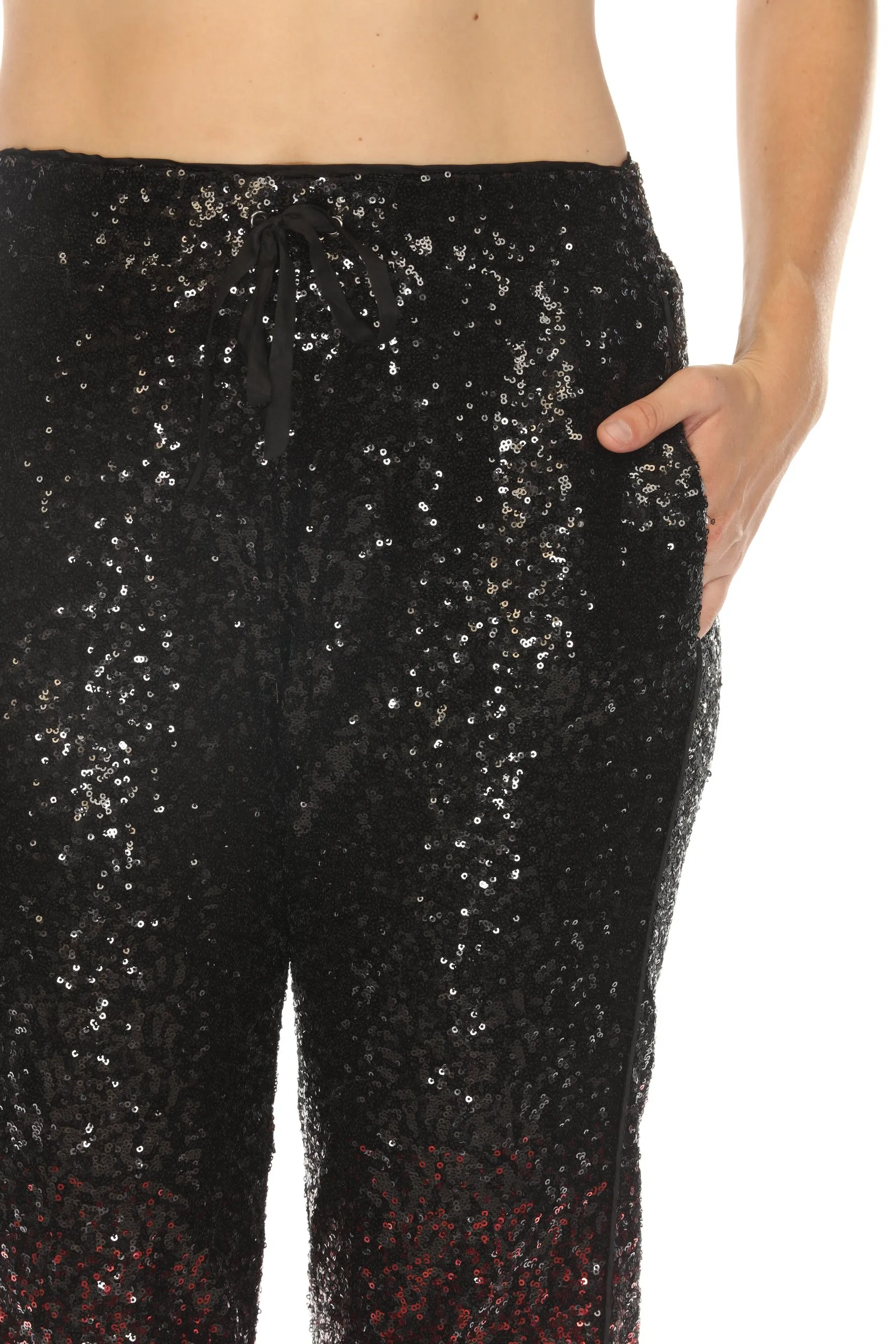 Johnny Was Sequin Black/Burgundy Jett Jogger Pants R69322BO