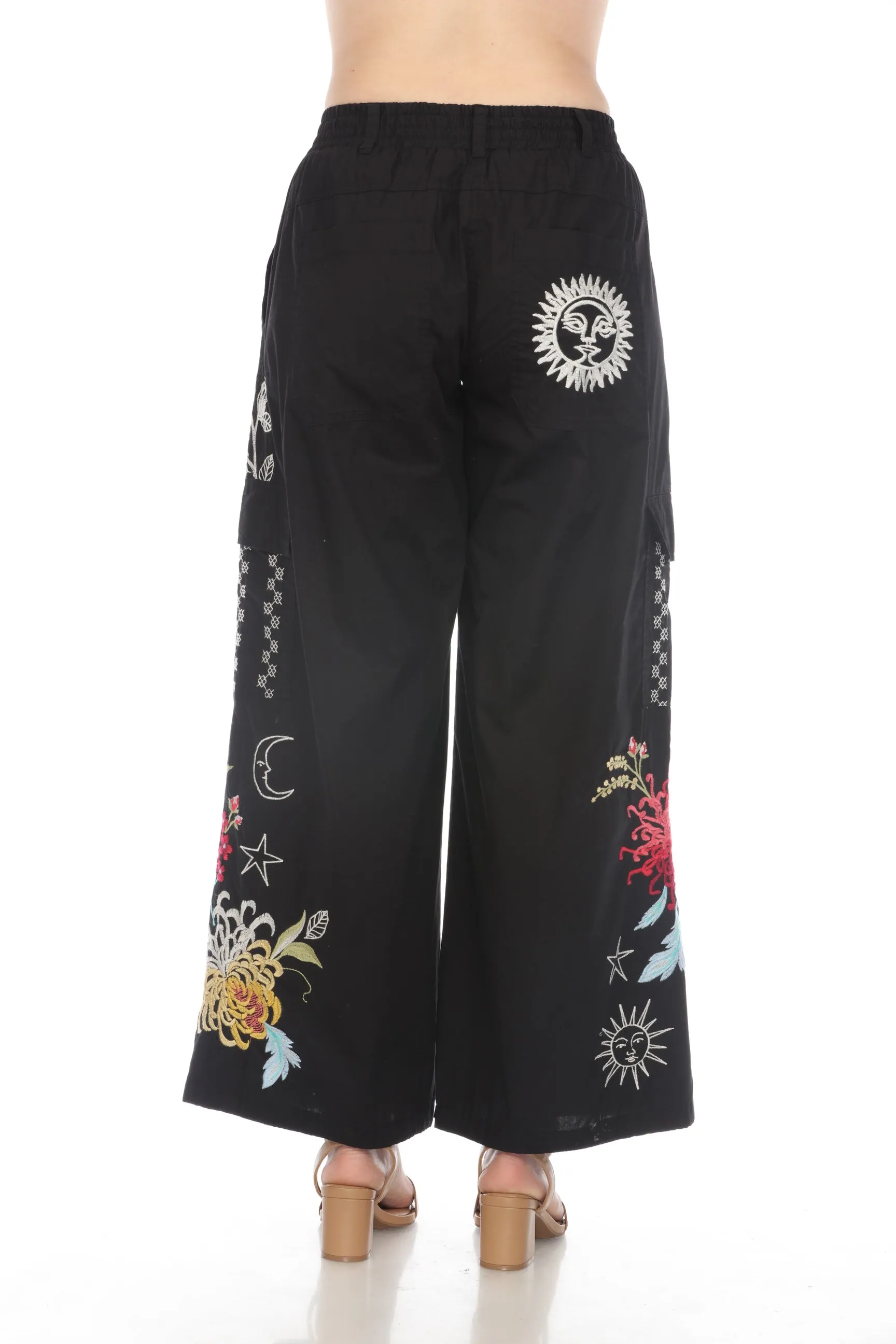 Johnny Was Workshop Malory Drawstring Hem Cargo Pants Boho Chic W61624 *