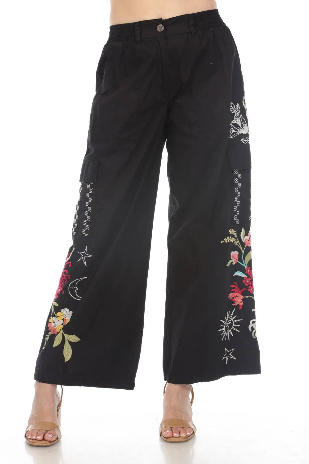 Johnny Was Workshop Malory Drawstring Hem Cargo Pants Boho Chic W61624 *