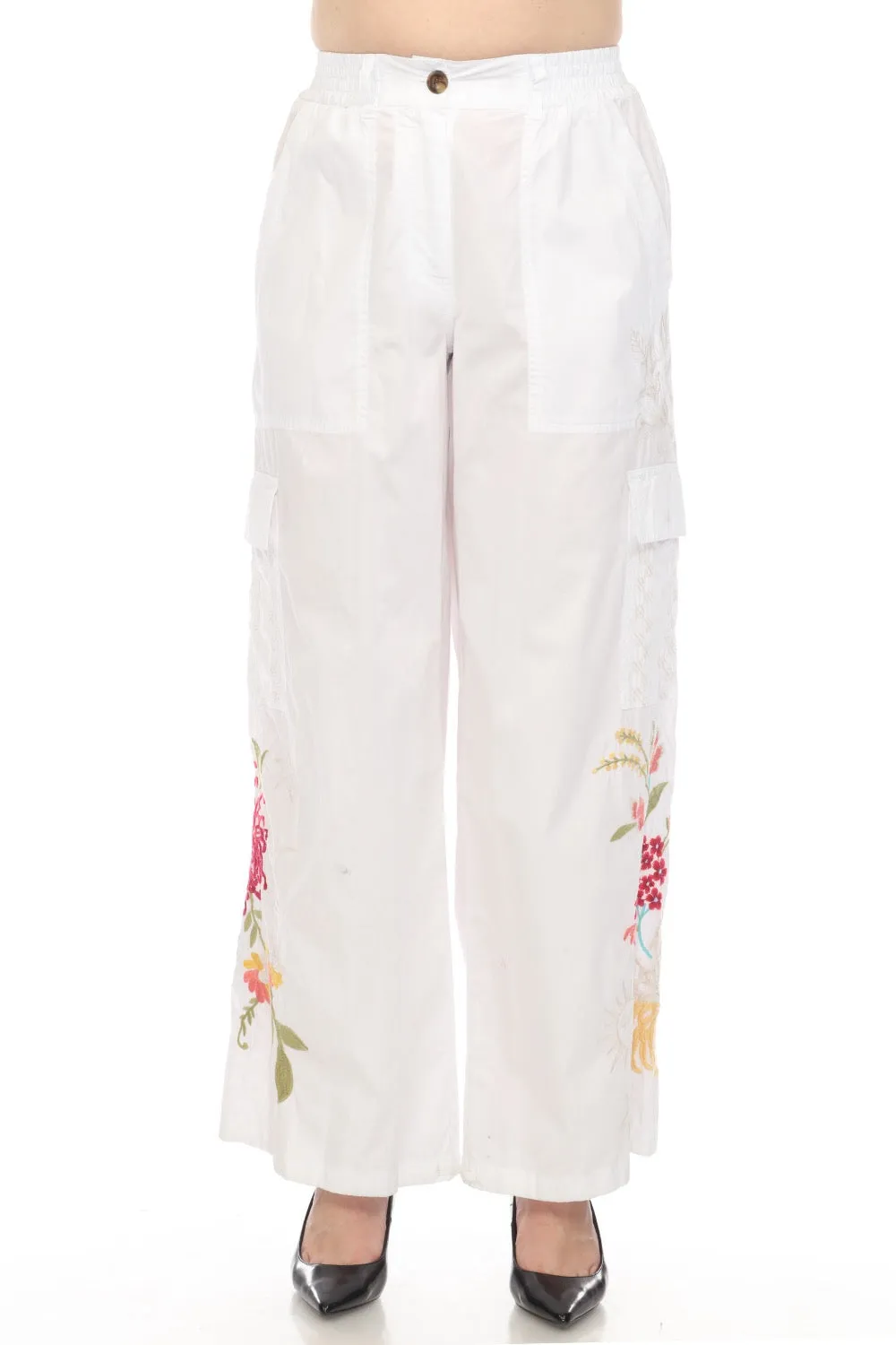 Johnny Was Workshop Malory Drawstring Hem Cargo Pants Boho Chic W61624 *