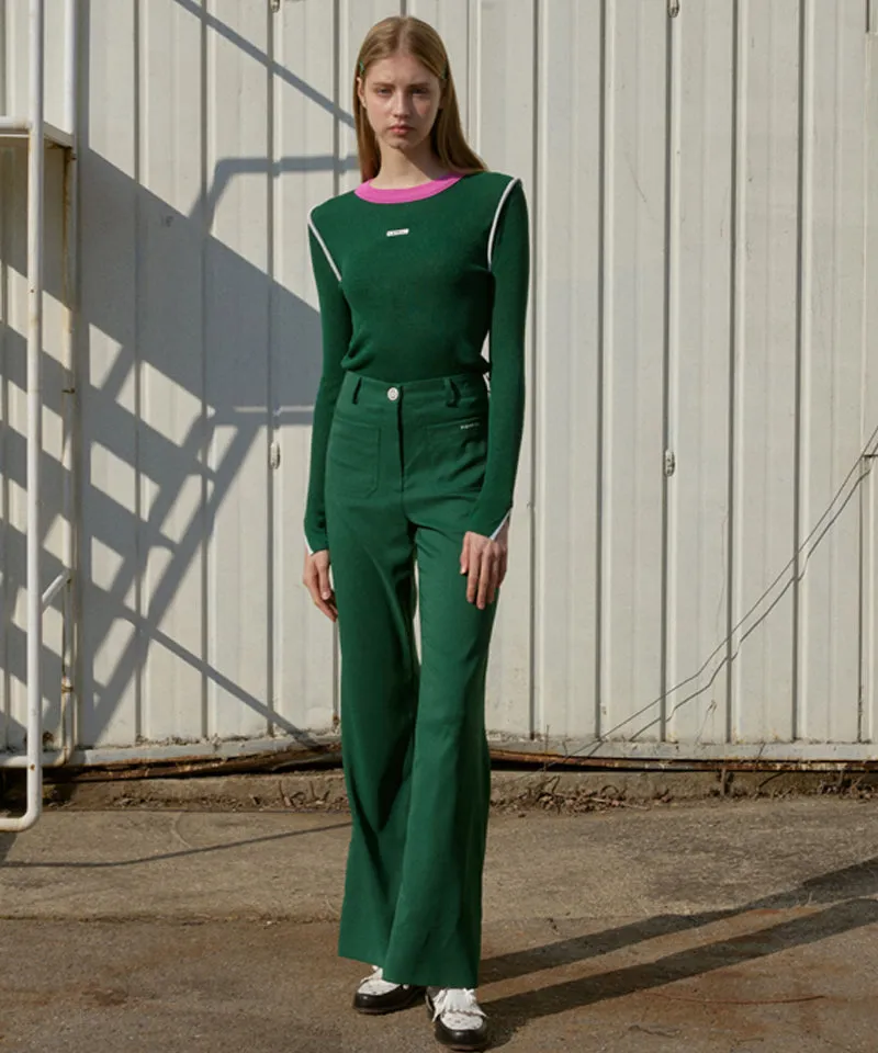 KANDINI Out-Pocket Stretch Long Pants - Green