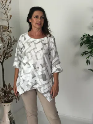 Karla Taupe Ink Linen Top