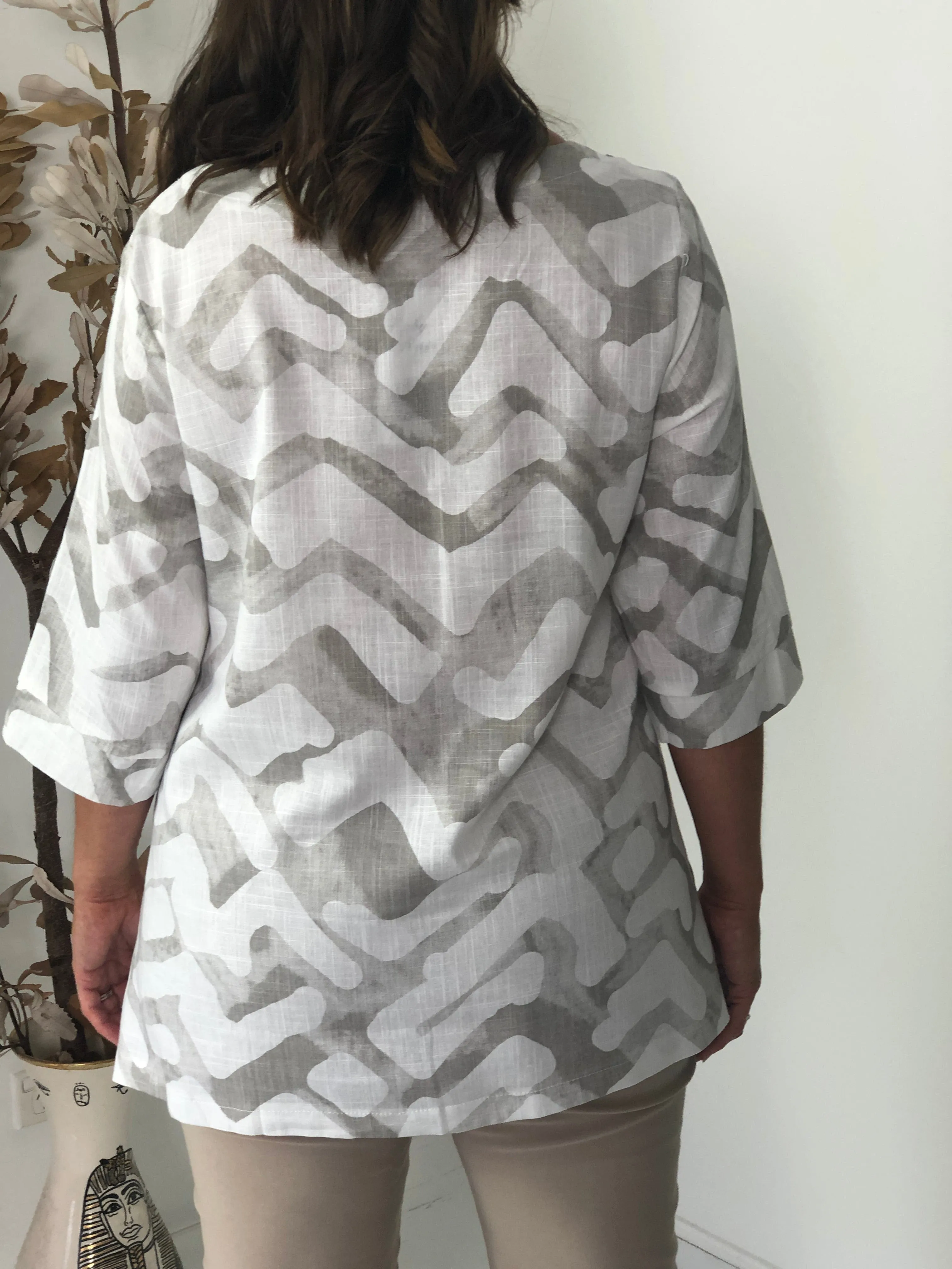 Karla Taupe Ink Linen Top
