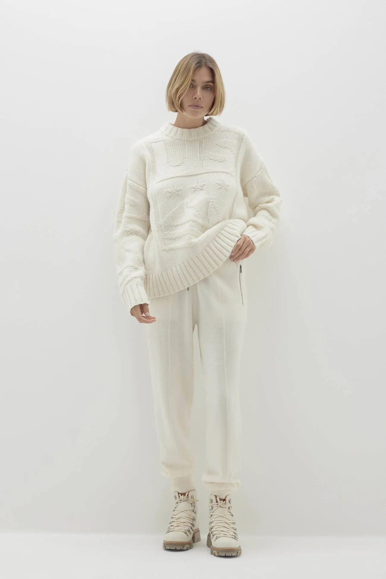 KENNEDY GRAPHIC CASHMERE CREWNECK SWEATER