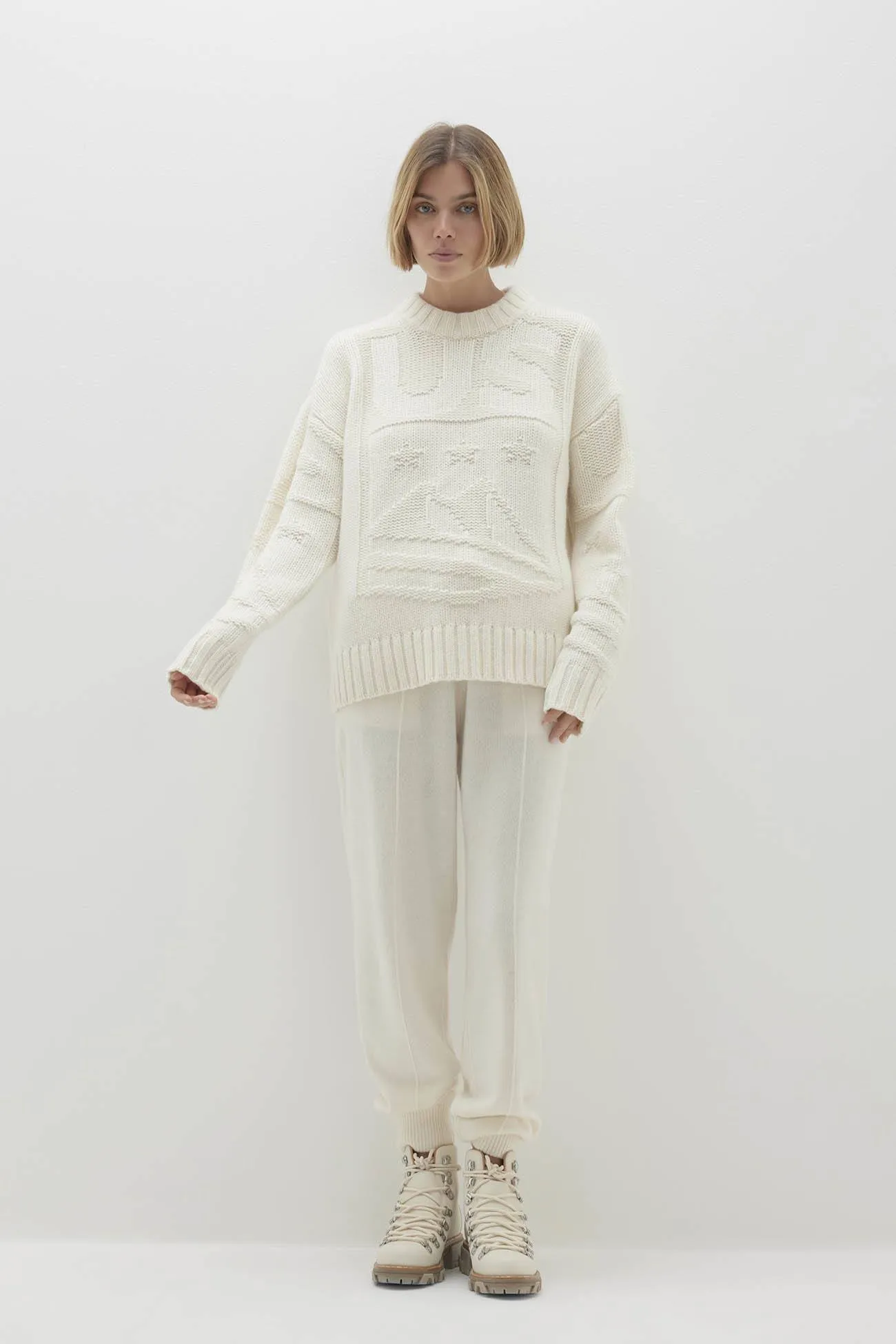 KENNEDY GRAPHIC CASHMERE CREWNECK SWEATER