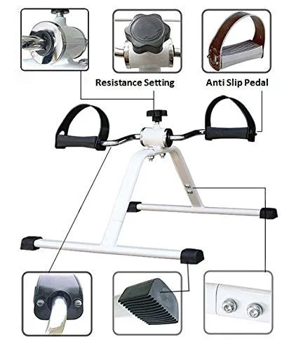 Klapp Pedal Exercise Mini Bike,Cycle Aid with Adjustable Resistance Ab Care King Toner (White)