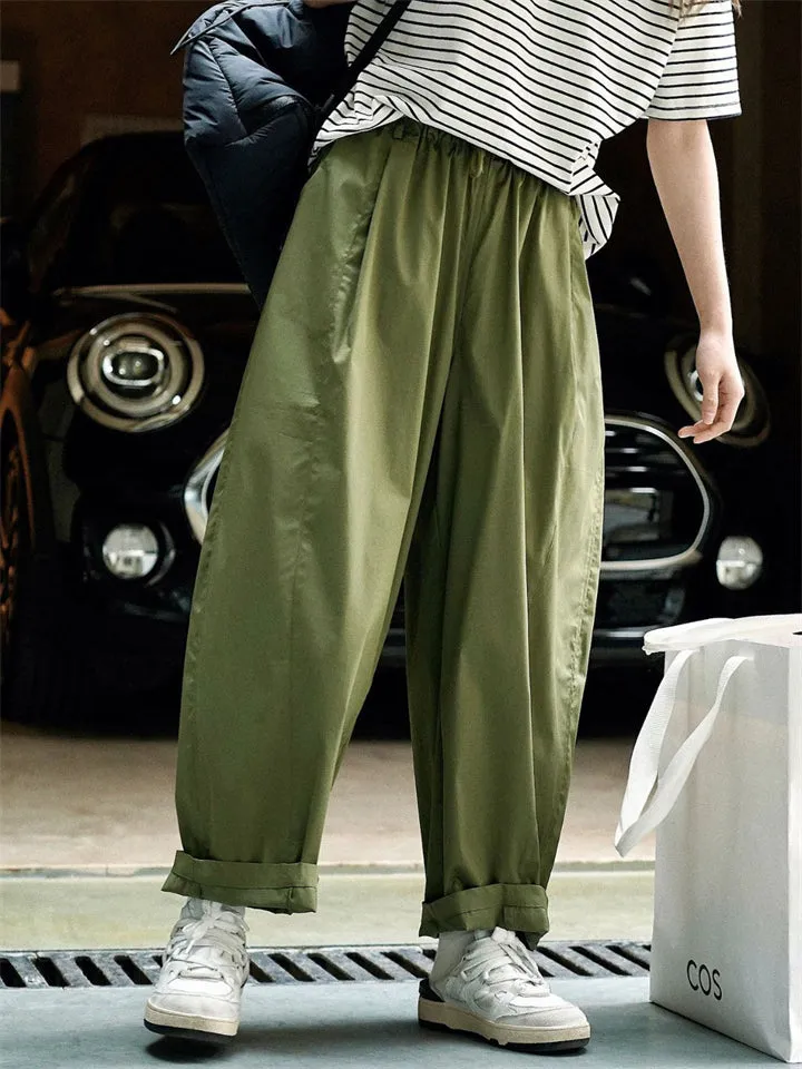 Ladies Summer Casual Light Spliced Wide-Leg Pants