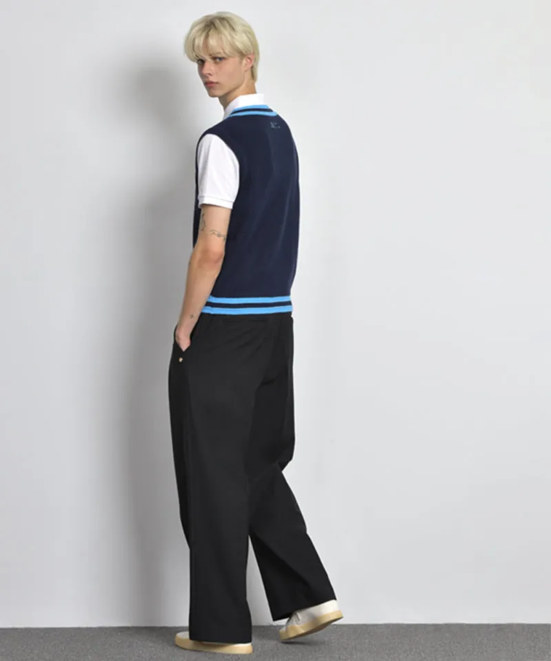 LENUCU Men's Wide Pintuck Slacks - Black