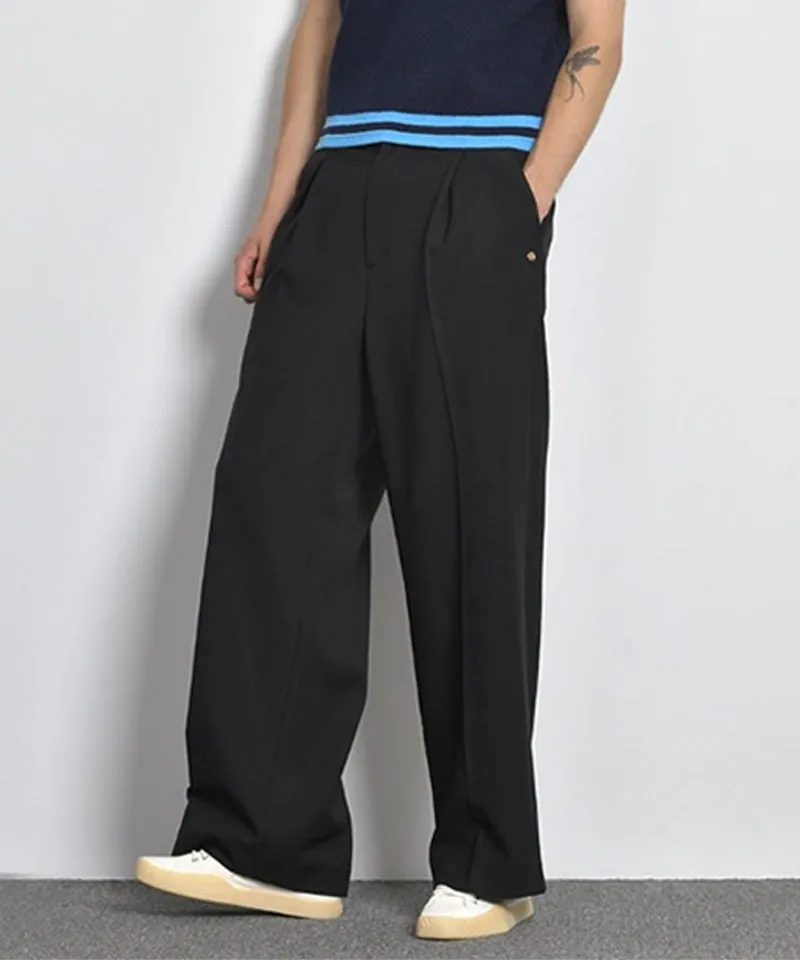 LENUCU Men's Wide Pintuck Slacks - Black