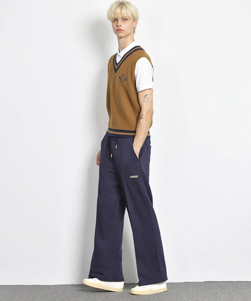 LENUCU Men's Wide Sweat Pants - Navy
