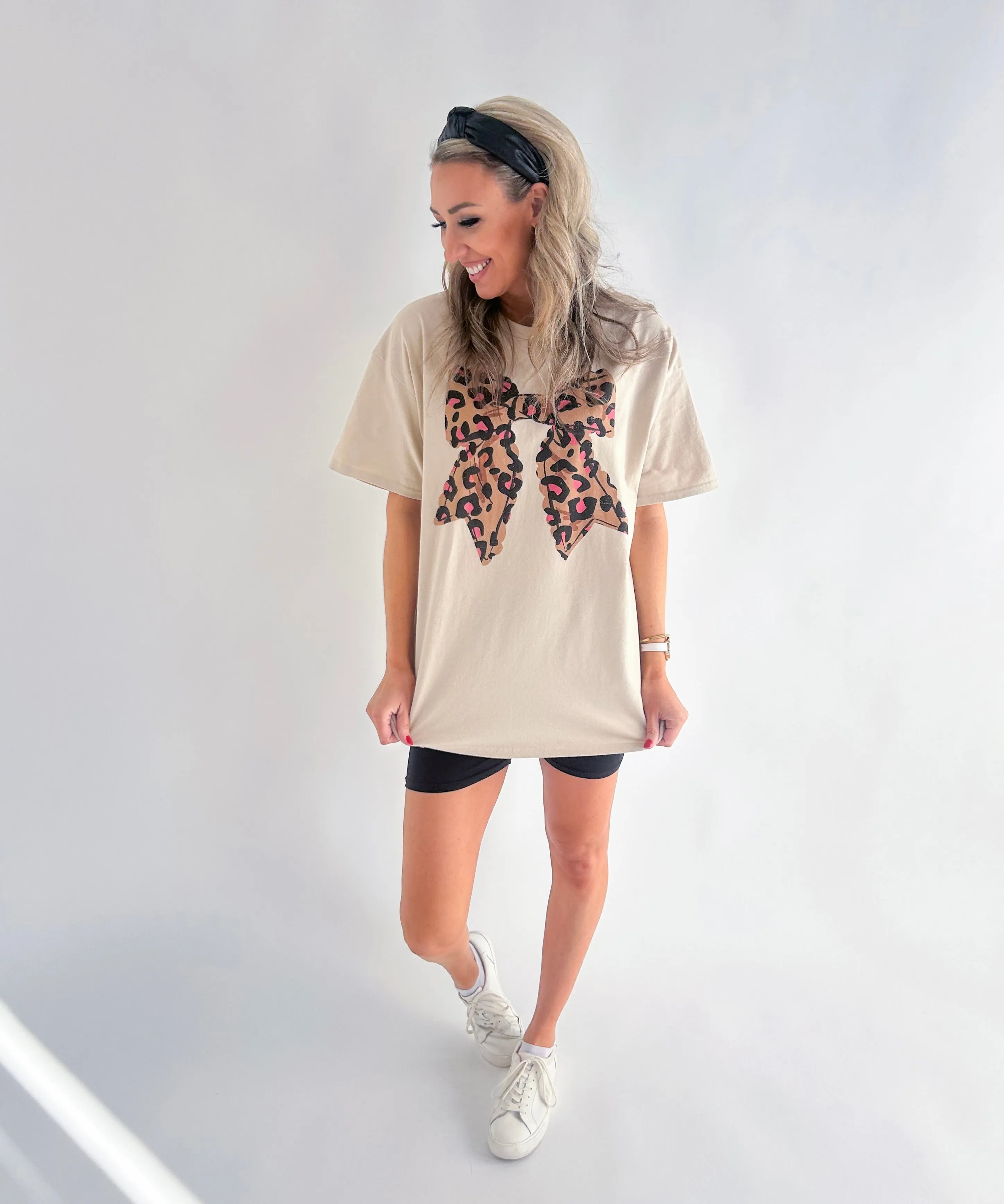 Leopard Bow Oversized Tee