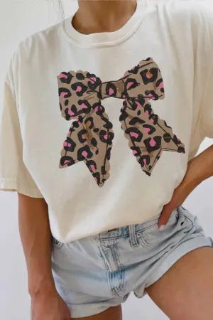 Leopard Bow Oversized Tee