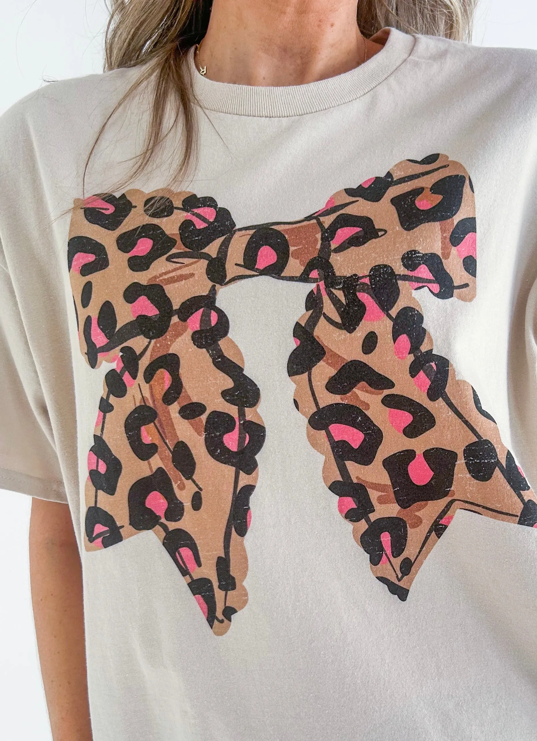 Leopard Bow Oversized Tee