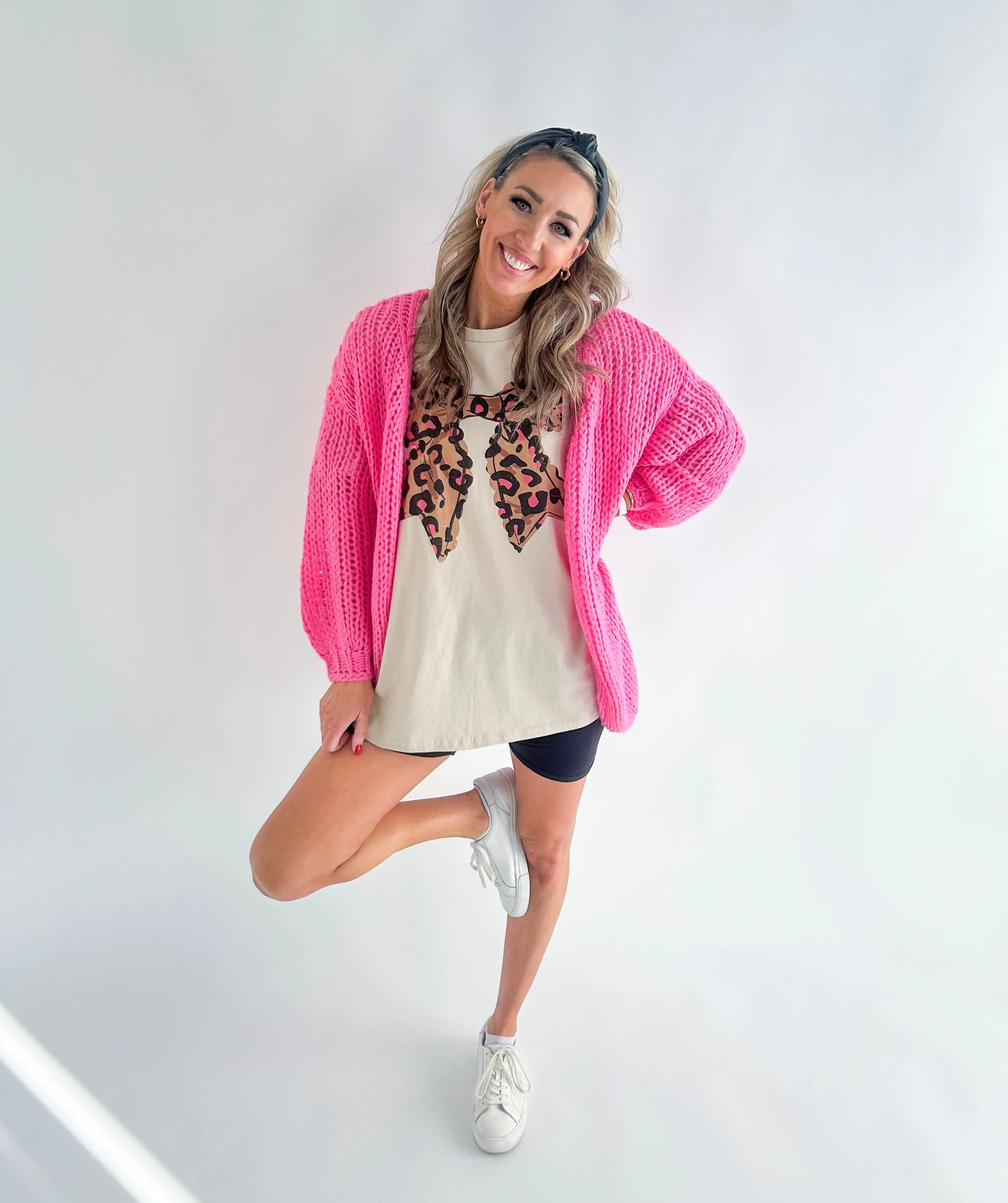 Leopard Bow Oversized Tee