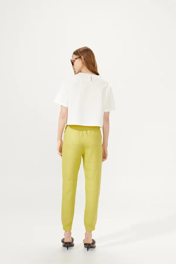 LEXUS LINEN JOGGER PANT - PISTACHIO