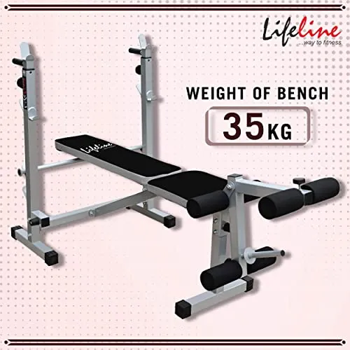 Lifeline Fitness LB-305 Strength Multi-Purpose Adjustable Bench Flat, Incline Decline Bench with Leg Curl & Leg Extension Full Body Workout for Men at Home,