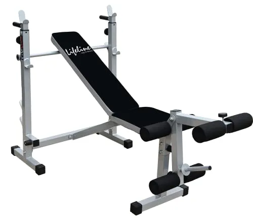 Lifeline Fitness LB-305 Strength Multi-Purpose Adjustable Bench Flat, Incline Decline Bench with Leg Curl & Leg Extension Full Body Workout for Men at Home,