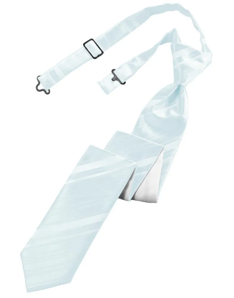 Light Blue Striped Satin Skinny Necktie