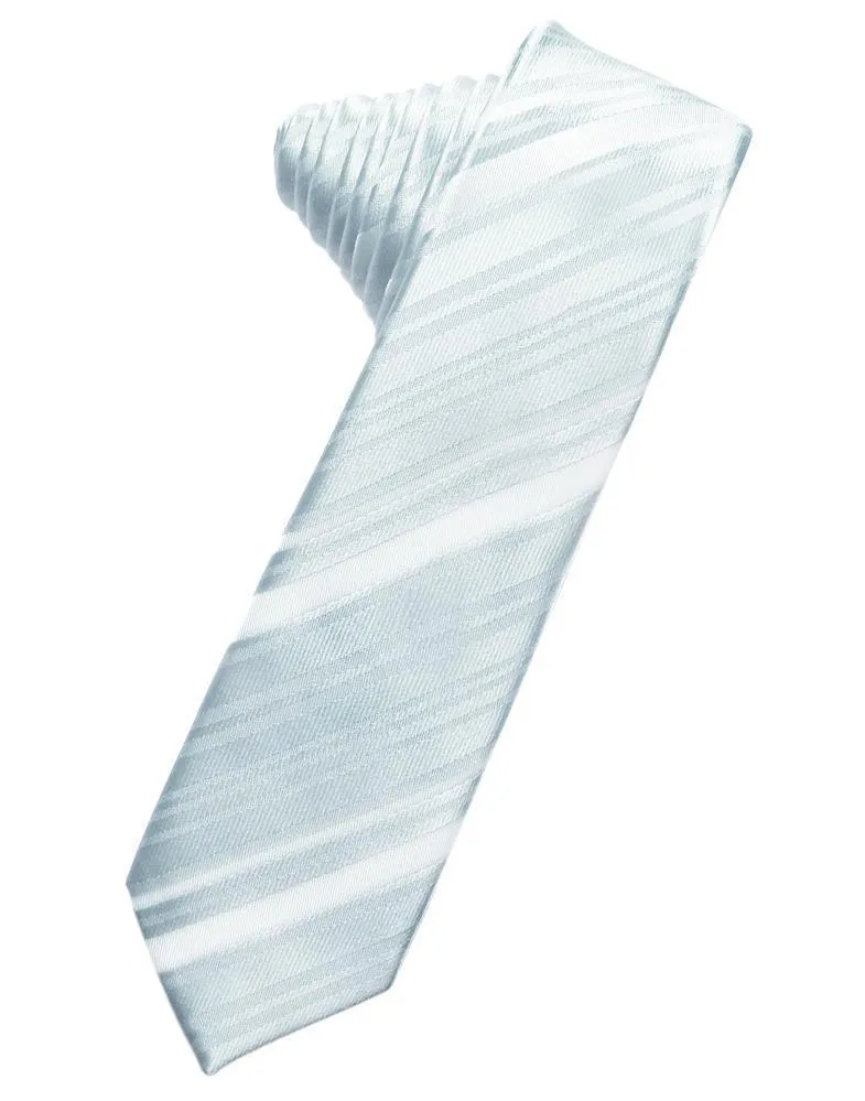 Light Blue Striped Satin Skinny Necktie