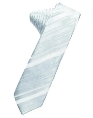 Light Blue Striped Satin Skinny Necktie