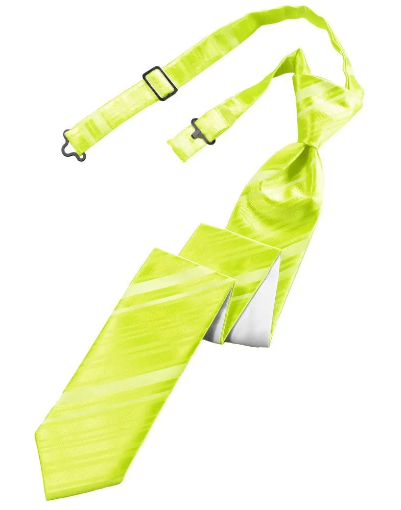 Lime Striped Satin Skinny Necktie