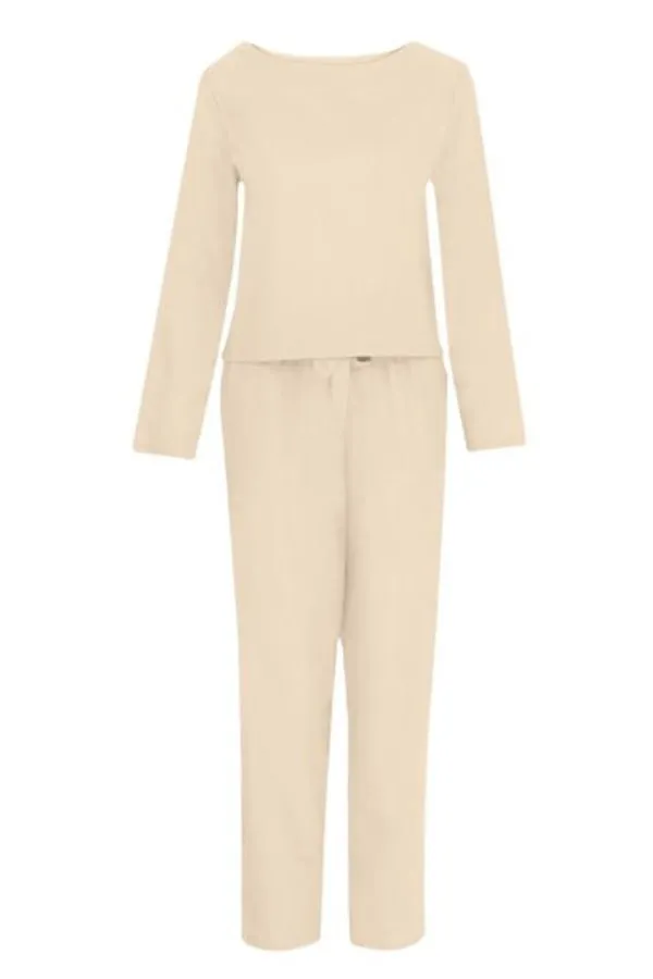 Linen Belle™ | Women's 2-Piece Set | Long Sleeve Shirt & Elastic Waistband Pencil Pants