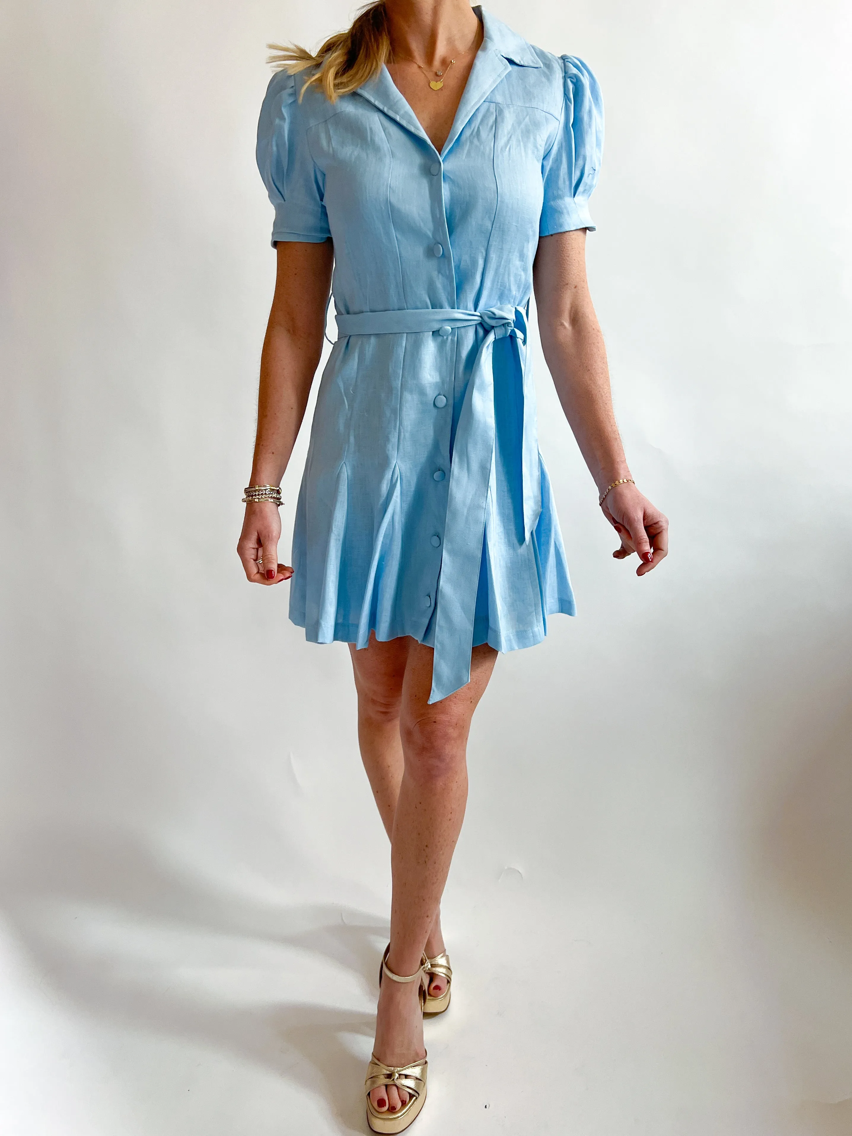 Linen Buttoned Mini Dress