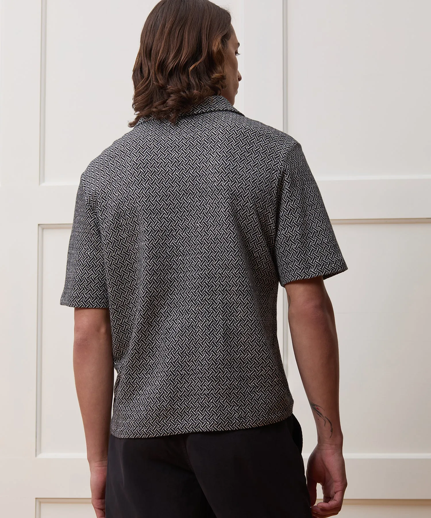 Linen-Cotton Knit Pocket Polo
