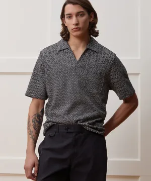 Linen-Cotton Knit Pocket Polo
