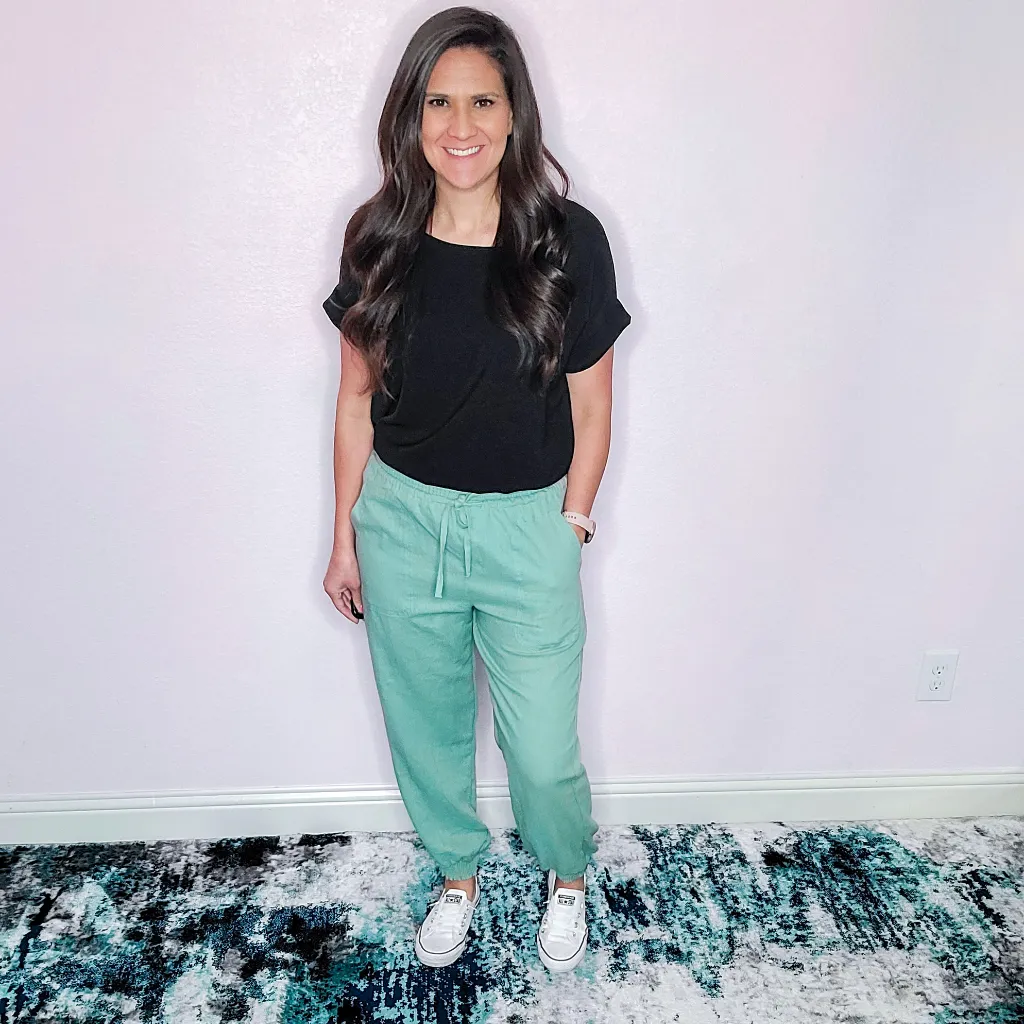 Linen Joggers - Sage