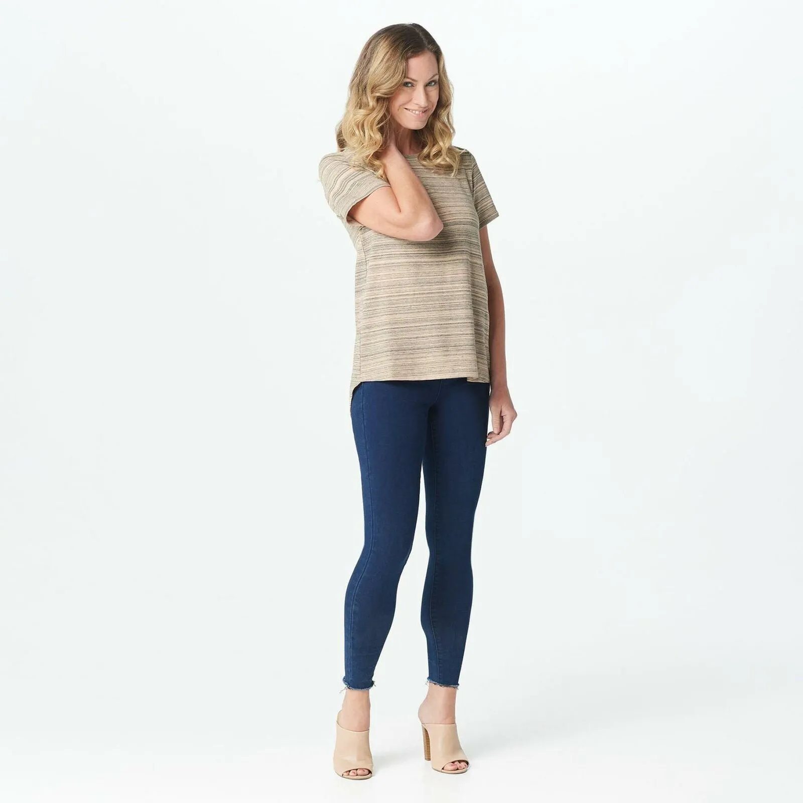 Lisa Rinna Collection Women's Space Dyed Stripe Short-Sleeve T-Shirt