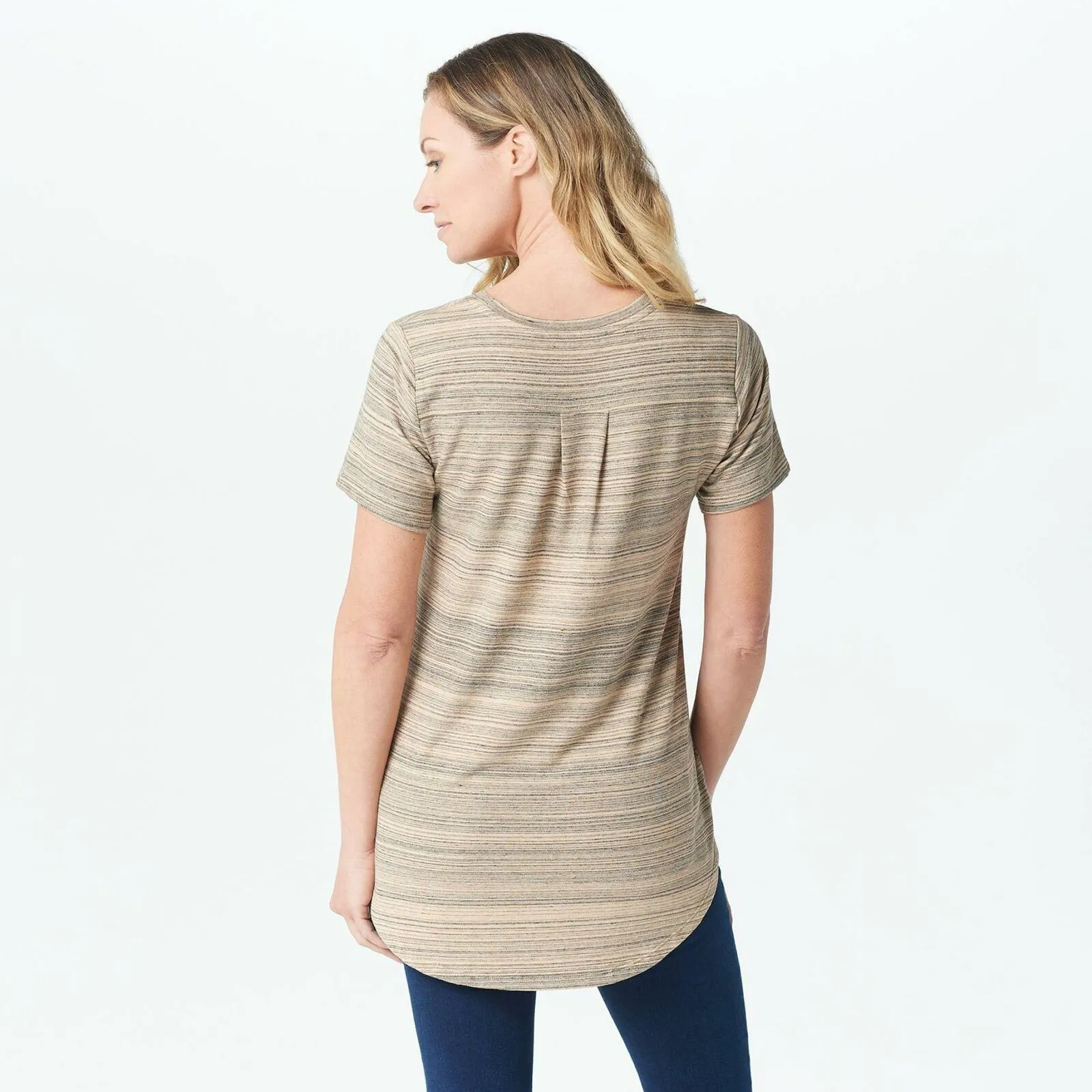 Lisa Rinna Collection Women's Space Dyed Stripe Short-Sleeve T-Shirt