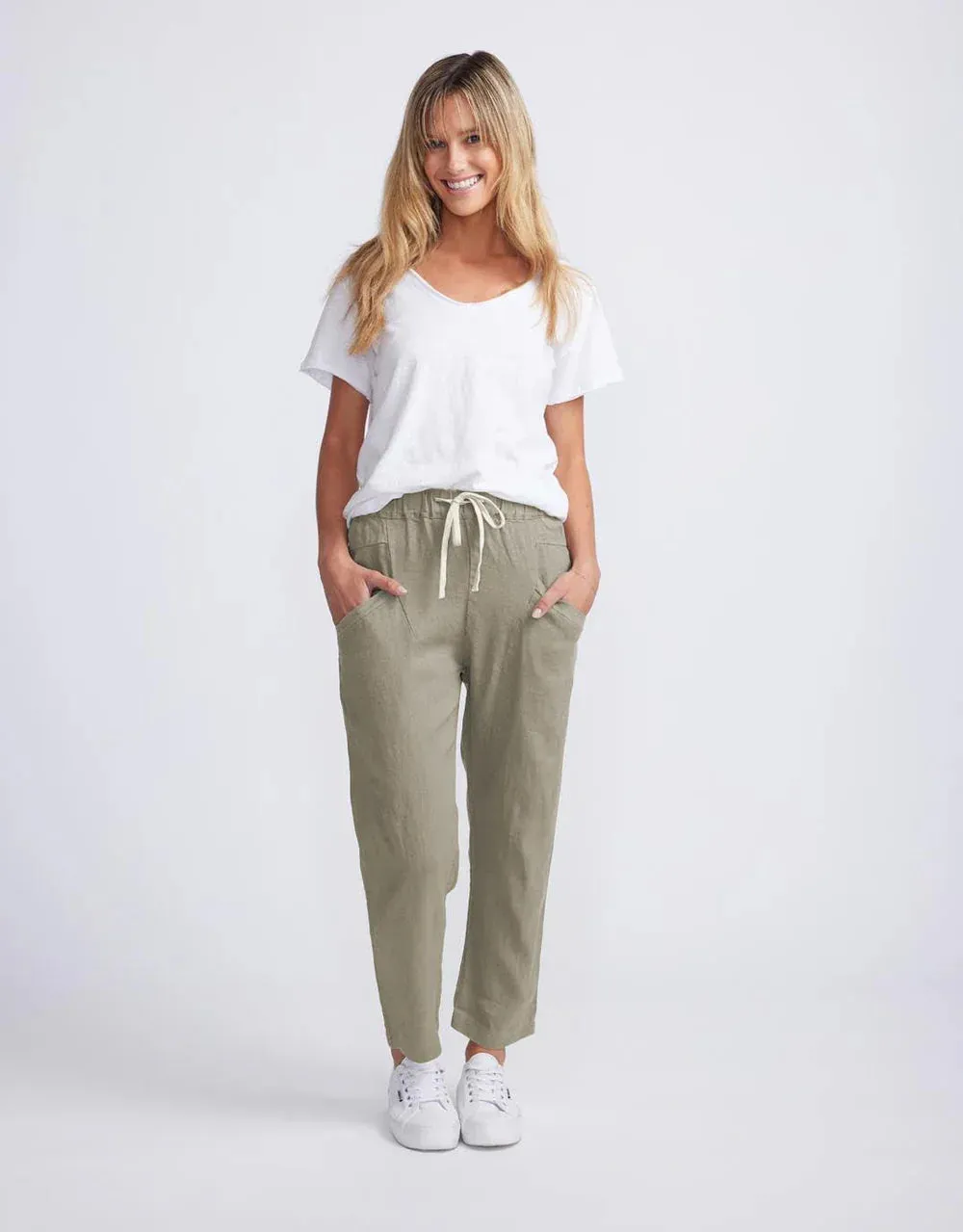 Little Lies Luxe Linen Pants Khaki S19070401