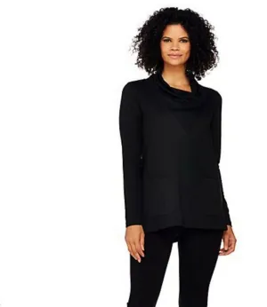LOGO by Lori Goldstein Women's French Terry Cowl Neck Knit Top