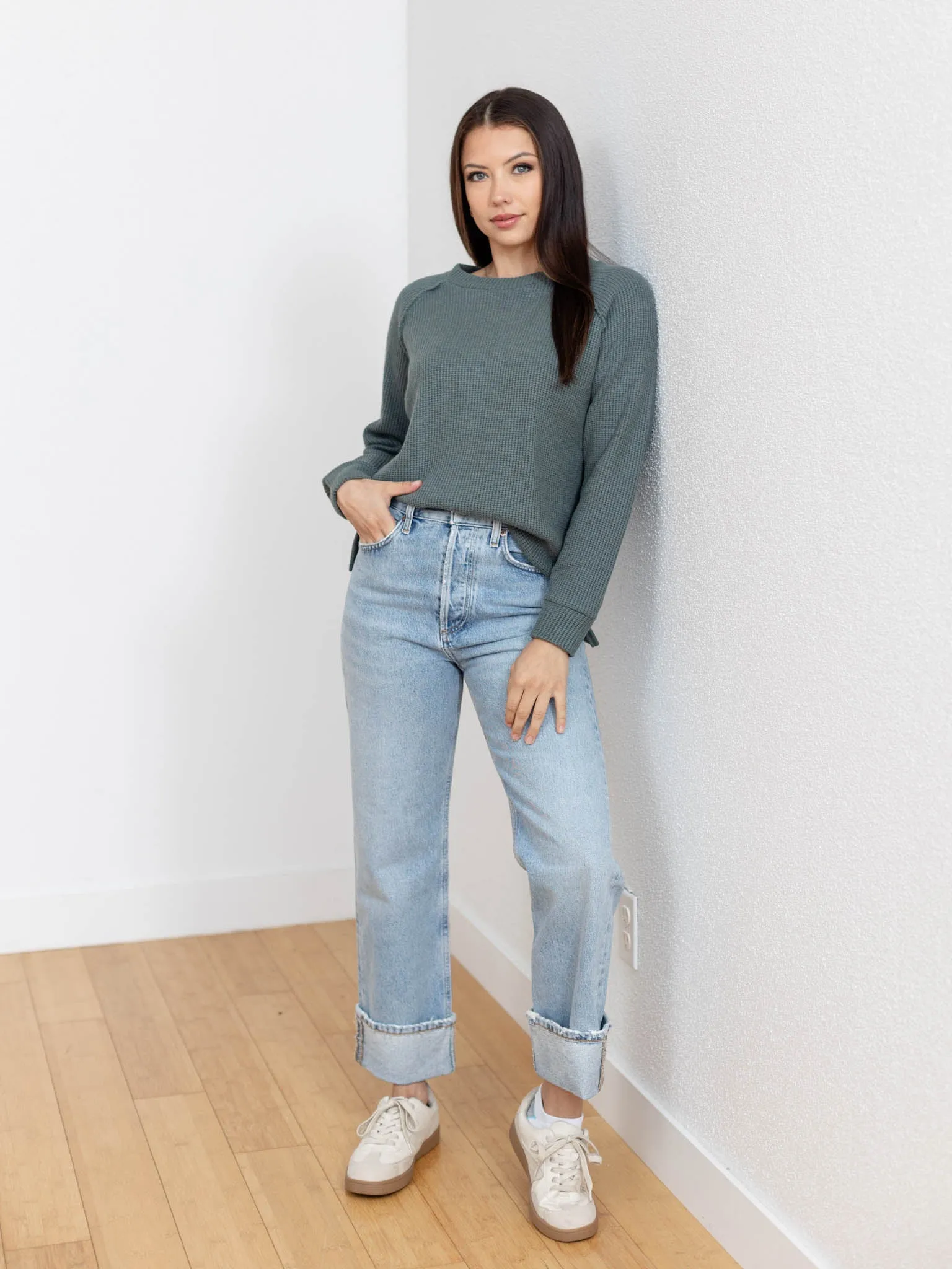 Long Sleeve Raglan Round Neck Sweater