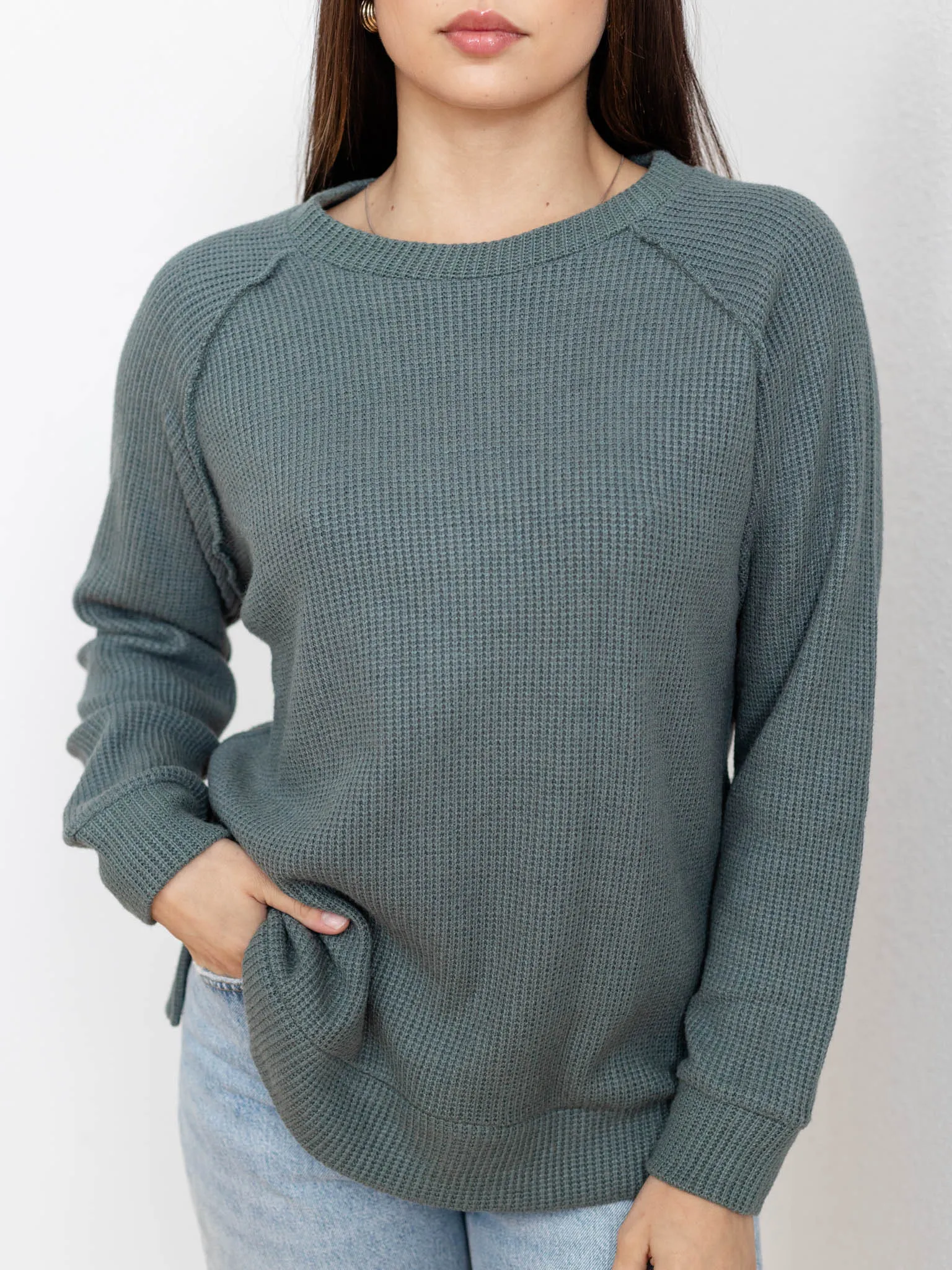 Long Sleeve Raglan Round Neck Sweater