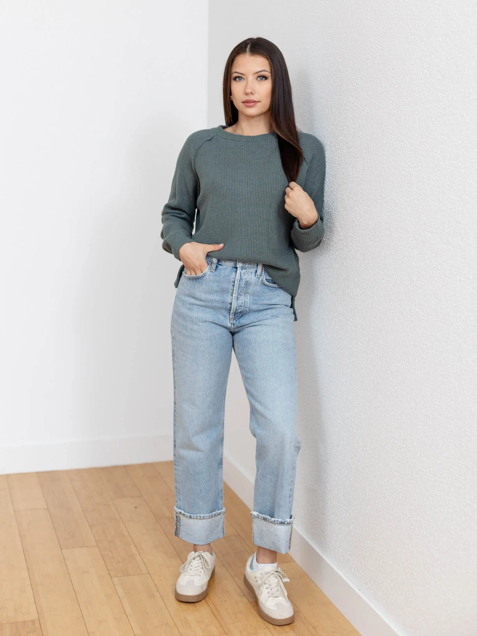 Long Sleeve Raglan Round Neck Sweater