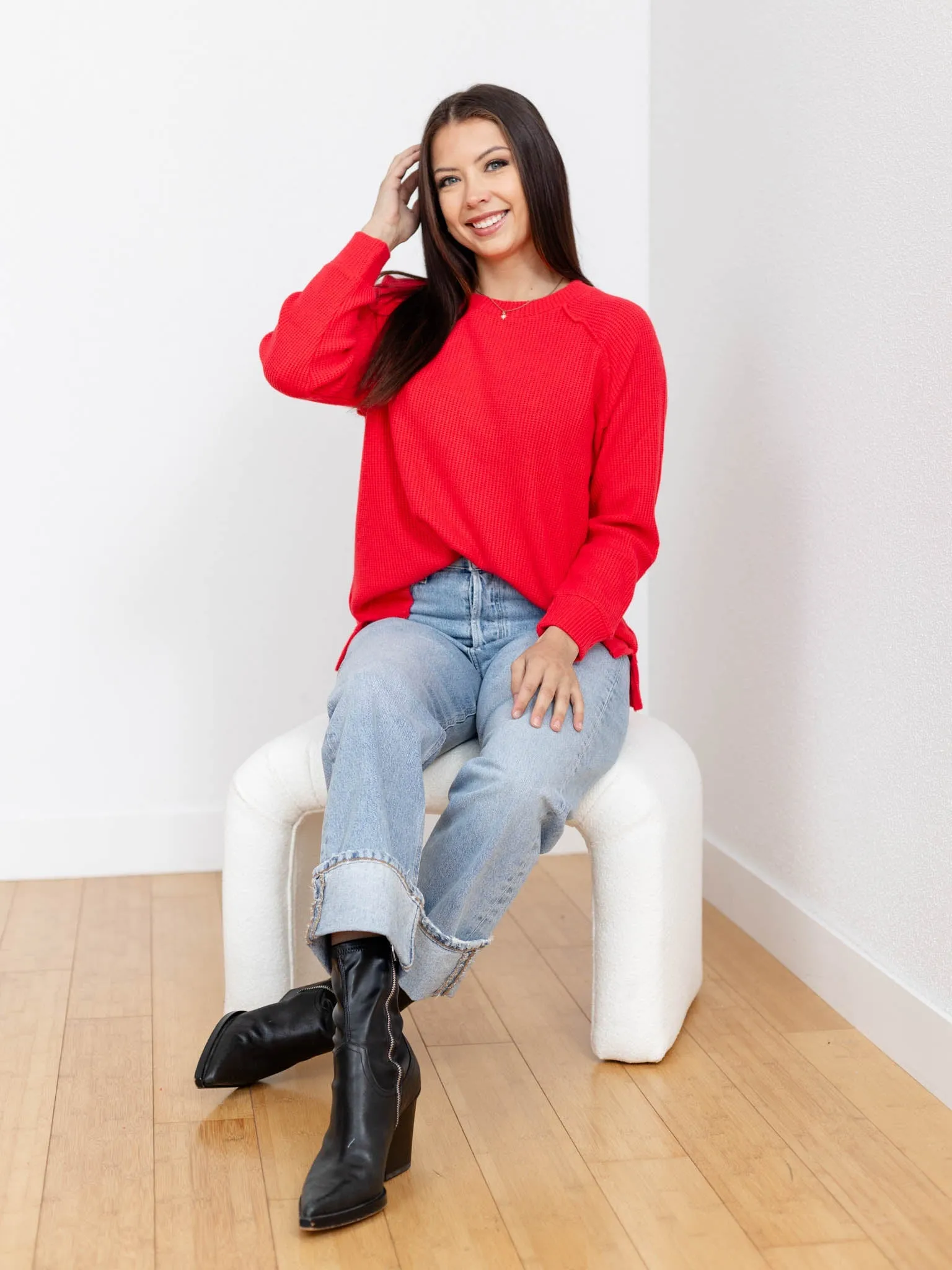 Long Sleeve Raglan Round Neck Sweater