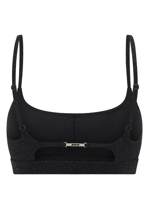 Lorna Jane Refine Sports Bra - Black Monogram Print